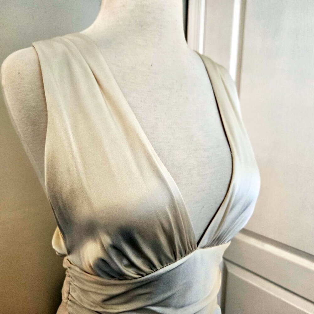 Nicole Miller Style DG0021 100% Ivory Silk Dress Size 6 - Picture 5 of 15